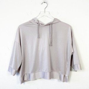 Zara Taupe Cropped Hooded Split Back Sweatshirt S